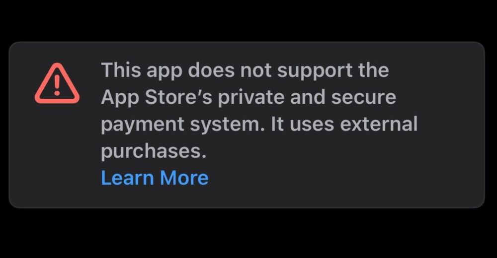 Apple is placing warnings on EU apps that do not use App Store payments