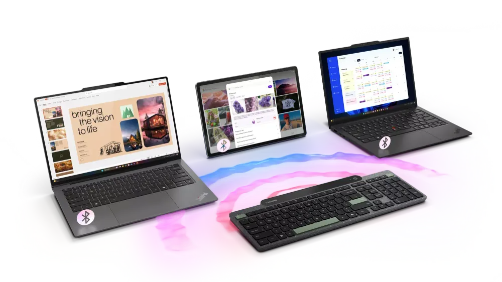 Bàn phím không dây mới của Lenovo tự sạc, ý tưởng chuột biến hình thành bốn thiết bị